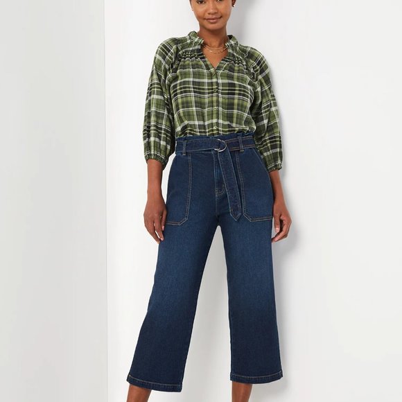 New Women's 16, or 18  High Rise, Wide Leg, Cropped  Blue Jeans. - Picture 2 of 6
